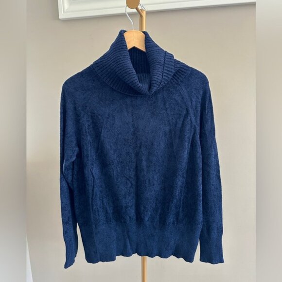 The Group By Babaton Navy Velour Soft Cowl Neck Sweater Small - Picture 2 of 7